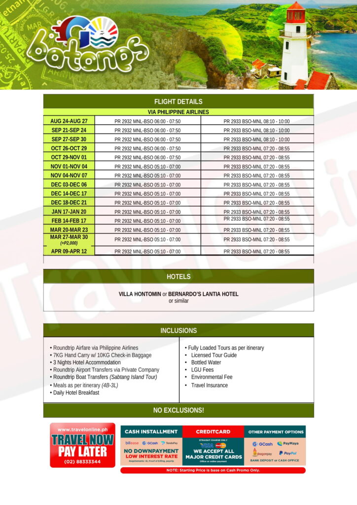 BATANES ALL IN PACKAGES - TravelOnline Philippines