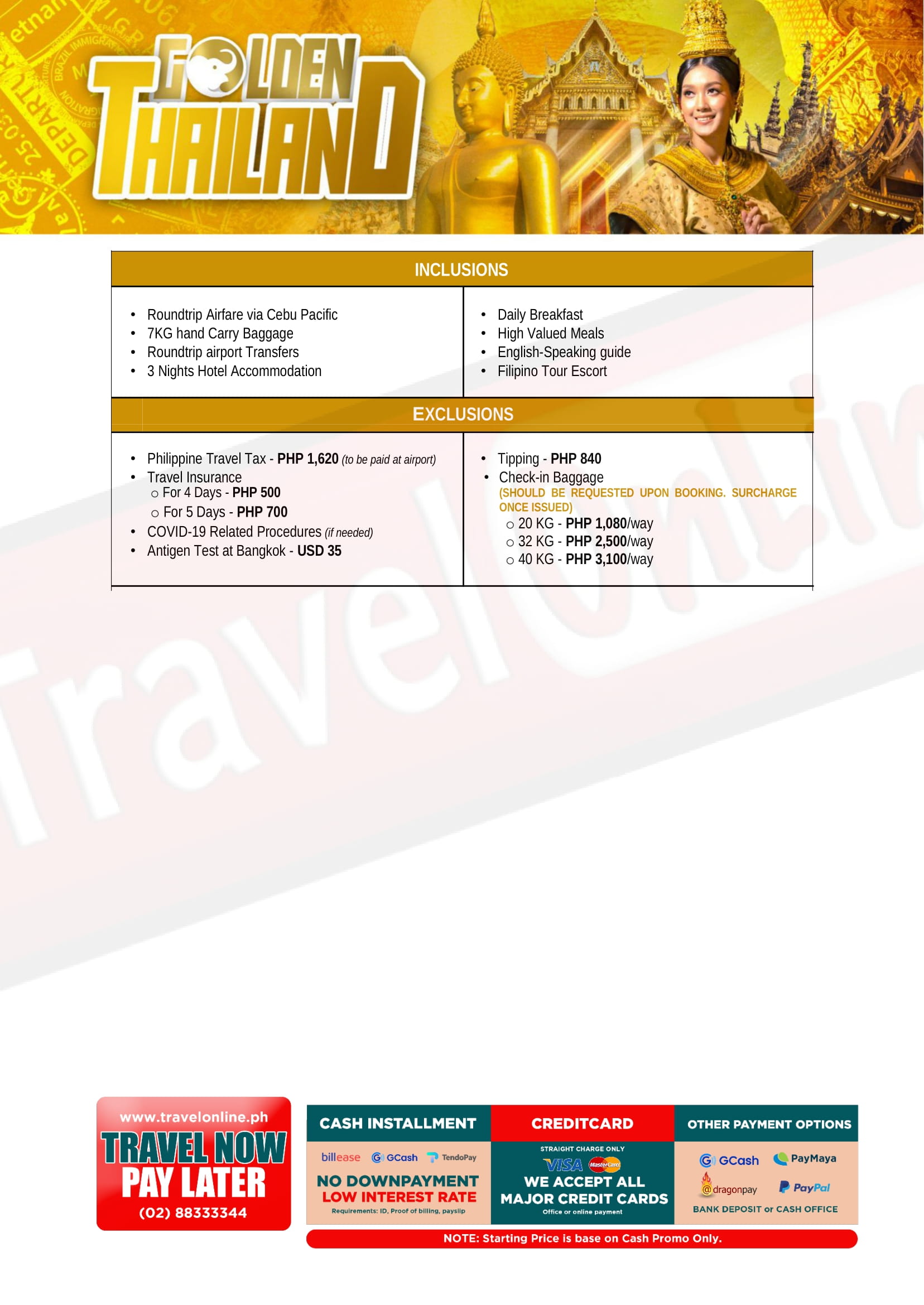 THAILAND ALL IN PACKAGES FROM PHILIPPINES - TravelOnline Philippines