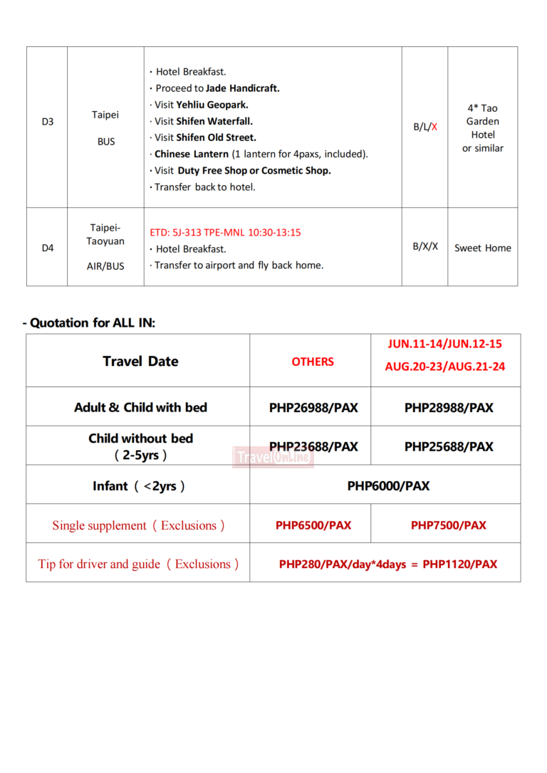 Taiwan All-In Packages from the Philippines – As Low as ₱26k/Pax ...